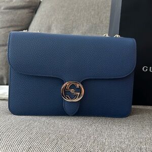 Gucci - NEW! Blue Leather Medium Bag